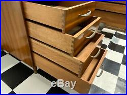 Vintage mid century teak twin pedestal extending office desk 7 drawers Delivery