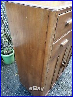 Vintage oak wooden tallboy cupboard with 2 drawers can deliver see description