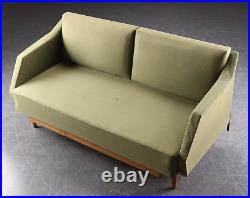 Vintage retro antique 2 seat green Danish green sofa day bed couch wooden teak