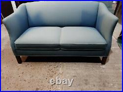Vintage retro antique Danish 2 seat sofa couch mid century blue re upholstery