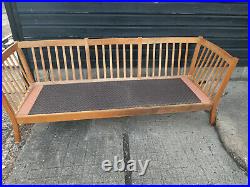 Vintage retro antique Danish 3 seat sofa couch mid century wooden beech STOUBY