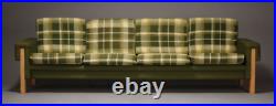 Vintage retro antique Danish Mid Century 4 seat sofa couch oak green 60s 70s