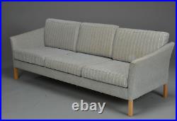 Vintage retro antique Danish mid century 70s 3 seater sofa couch stripy fabric