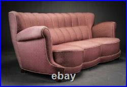 Vintage retro antique Danish mid century Fritz Hansen curved art deco sofa couch