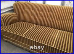 Vintage retro antique art deco mid century Danish 3 seat sofa couch gold velvet