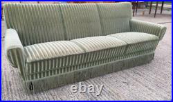 Vintage retro antique art deco mid century Danish 3 seat sofa couch green velvet