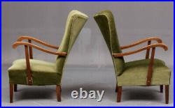 Vintage retro antique green velvet Danish chair armchair mid century mahogany