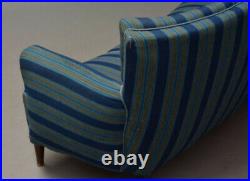 Vintage retro antique mid century Danish curved sofa couch blue Fritz Hansen 40s