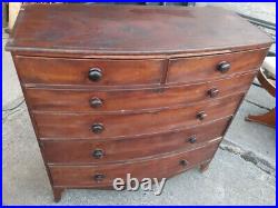 Vintage retro large antique chest of drawers wooden mahogany curved art deco 40s