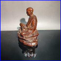 Vintage wooden buddha zen chinese antique carvings wood carved boxwood Figurines