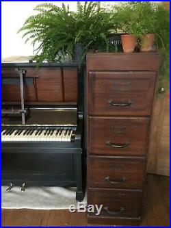Vintage wooden filing cabinet dark wood 4 drawers VERSATILE STORAGE