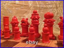 Vtg MCM Memphis Milano Ettore Sottsass 1974 Chess Set Hand Made Wood Sculpture