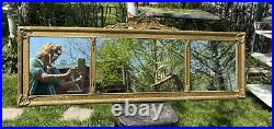 Vtg ORNATE 1920-30s BUFFET Triple Three Mirror Barbola Wood Gold Frame