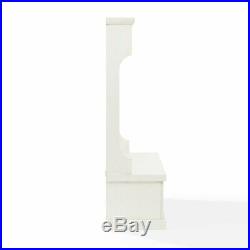 White Finish Wooden Hall Tree Coat Rack Hat Hooks Storage Stand Entryway Bench