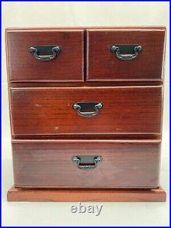 Wood Box Japanese antique vintage storage Chest drawers cabinet