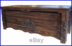 Wooden Blanket Box Coffee Table Trunk Vintage Chest Wooden Ottoman Toy Box