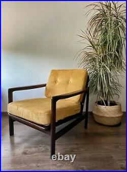 Yellow Corduroy Mid Century Vintage Danish Style Armchair 1960s-70s